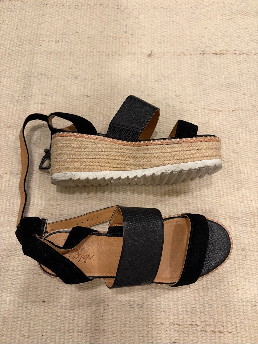 Black Espadrille Platform Sandals - Women